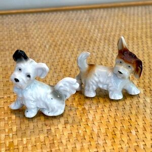 Vintage Porcelain miniature Terrior dog figurines made in Germany!! Set of 2